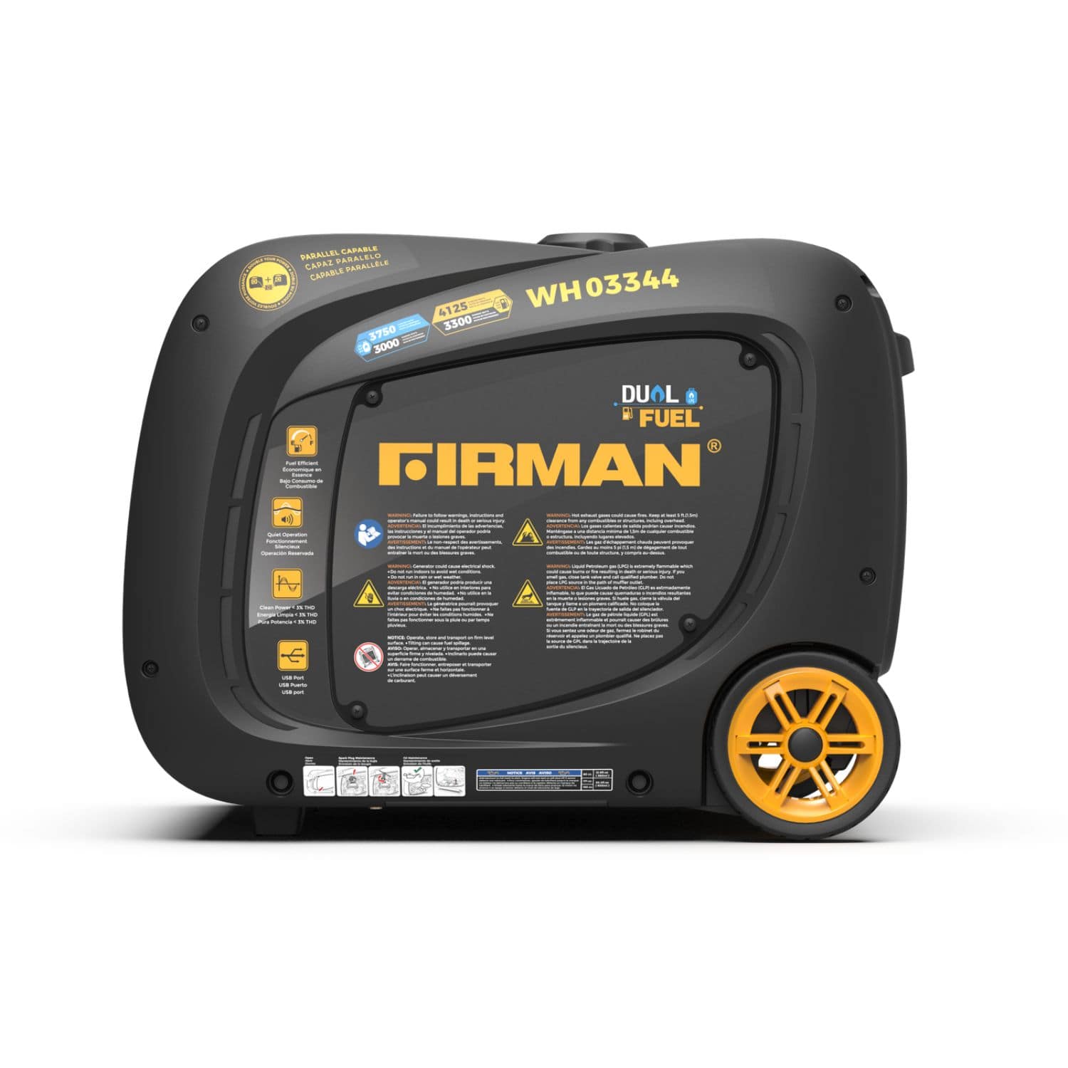 Firman WH03344 dual fuel inverter generator 4125W Right Side View