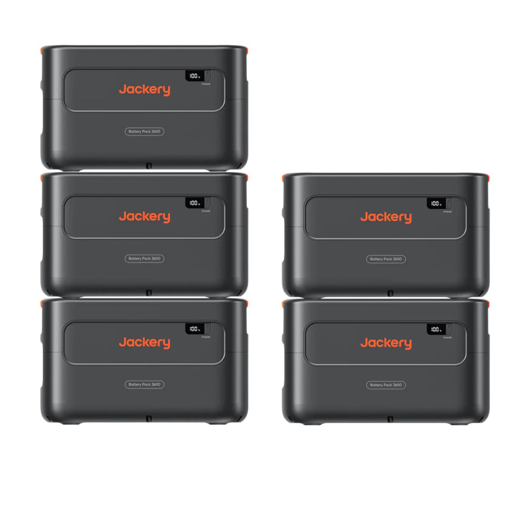 Five Jackery Battery Pack 3600 Plus 