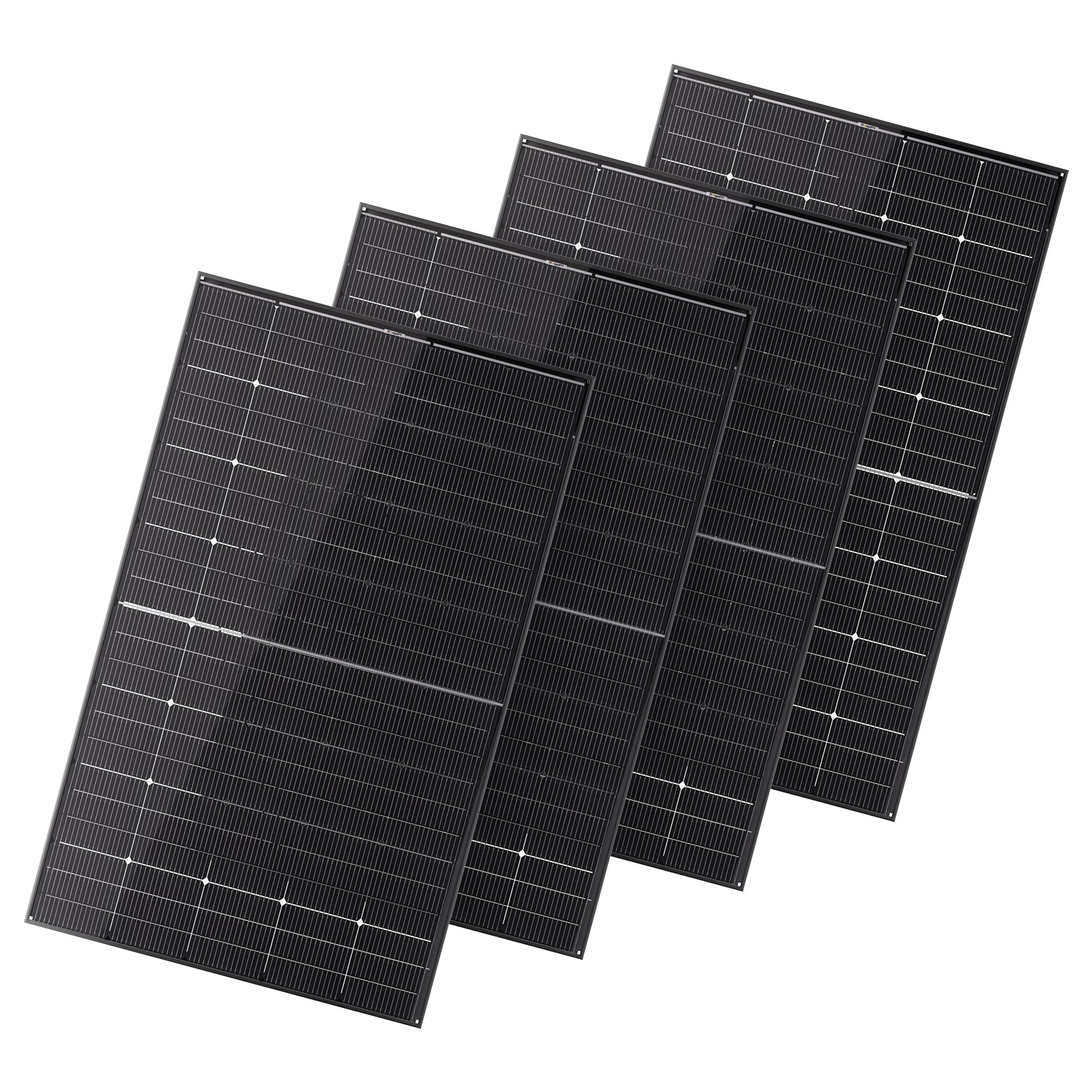 Four BougeRV 300 Watt N-Type Rigid Bifacial 16BB Mono Solar Panel
