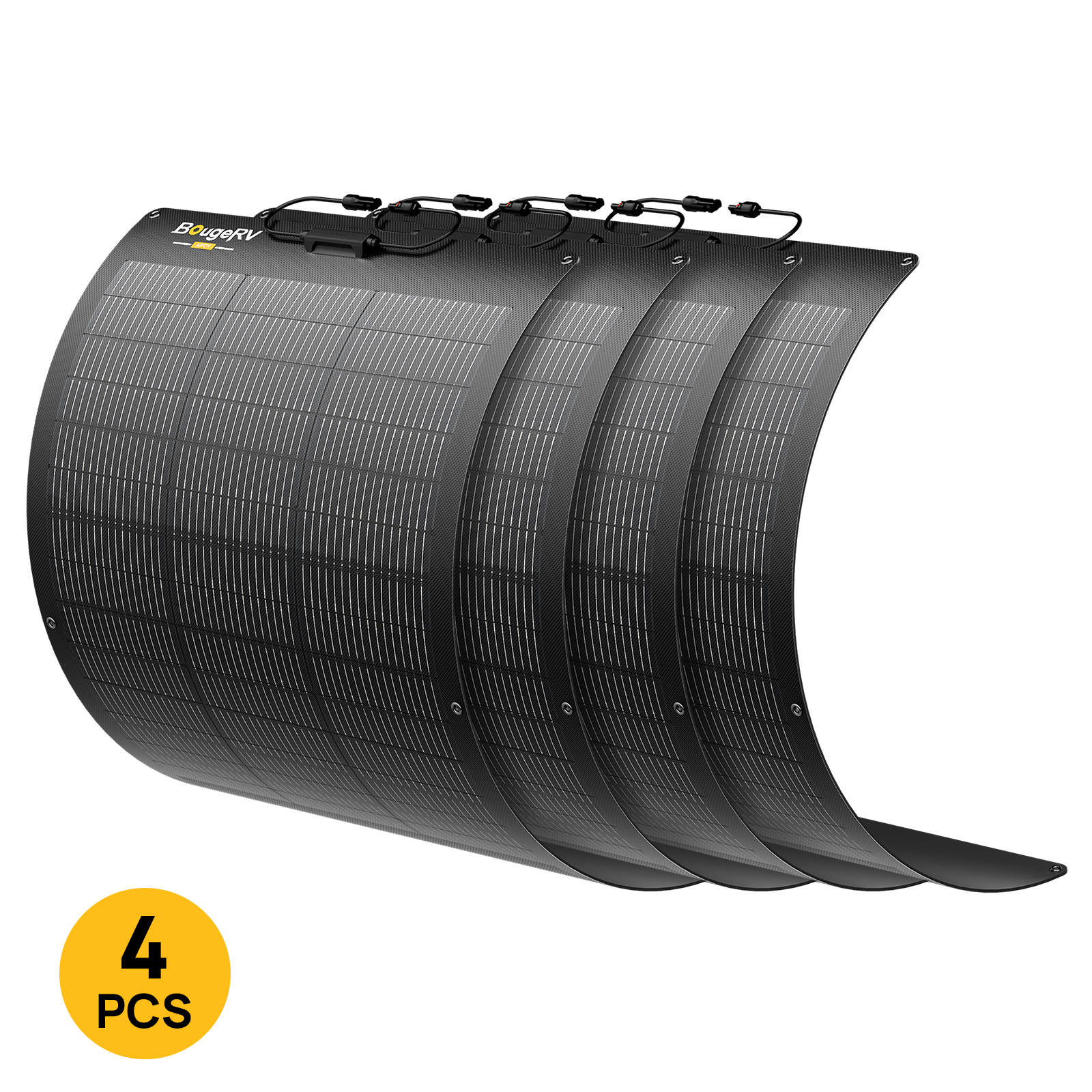 Four BougeRV Arch 2.0 100W N-Type Fiberglass Flexible Solar Panel 