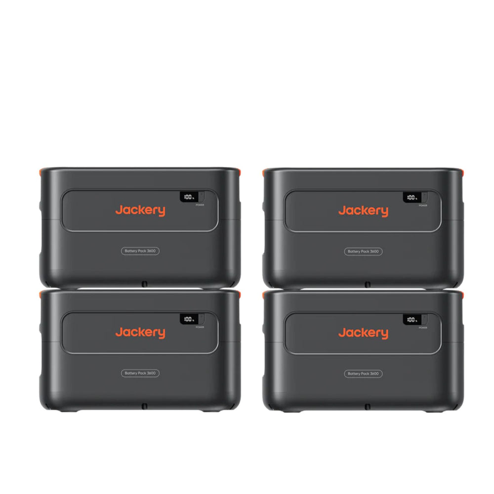 Four Jackery Battery Pack 3600 Plus 