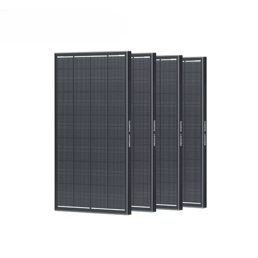 Four Renogy 200W Solar Panel with grid pattern on a white background