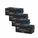 Four Renogy 300Ah lithium batteries on a white background