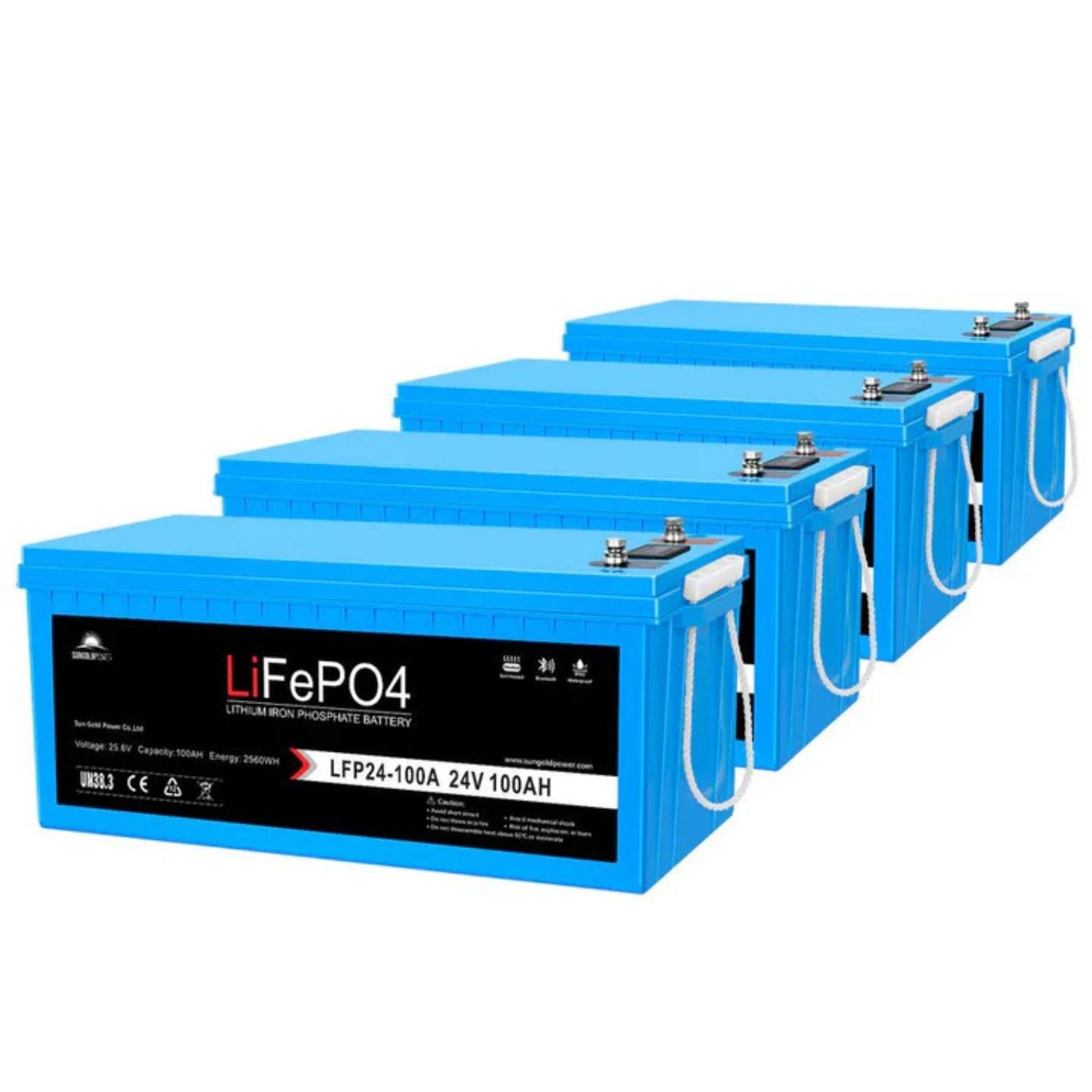 Four SunGold Power 12V 200Ah LiFePo4 Deep Cycle Lithium Battery 