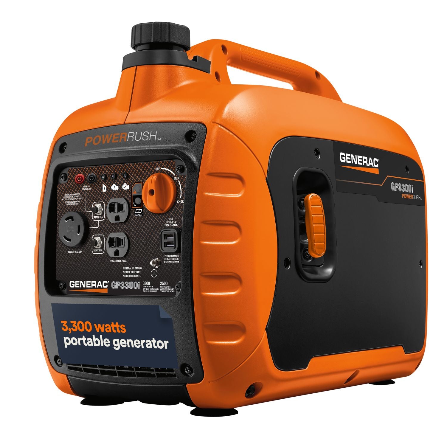 Generac 3300i Portable Inverter Generator left side view