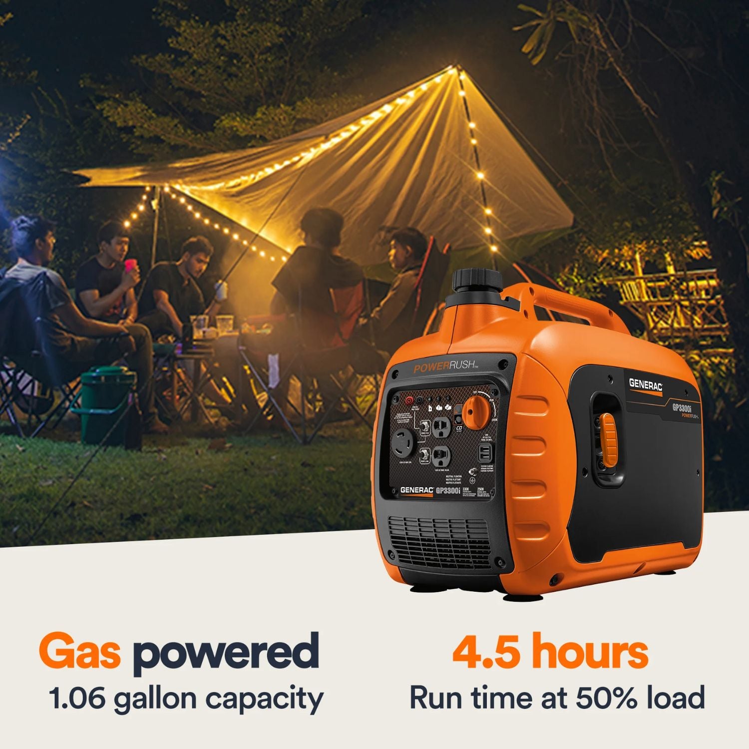 Generac 3300i Gasoline 2500W/3300W Portable Inverter Generator | COsen ...