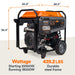 Generac GP18000EFI Portable Generator  with dimensions and specifications on a white background