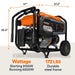 Generac GP6500E Portable Generator with dimensions and specifications on a white background