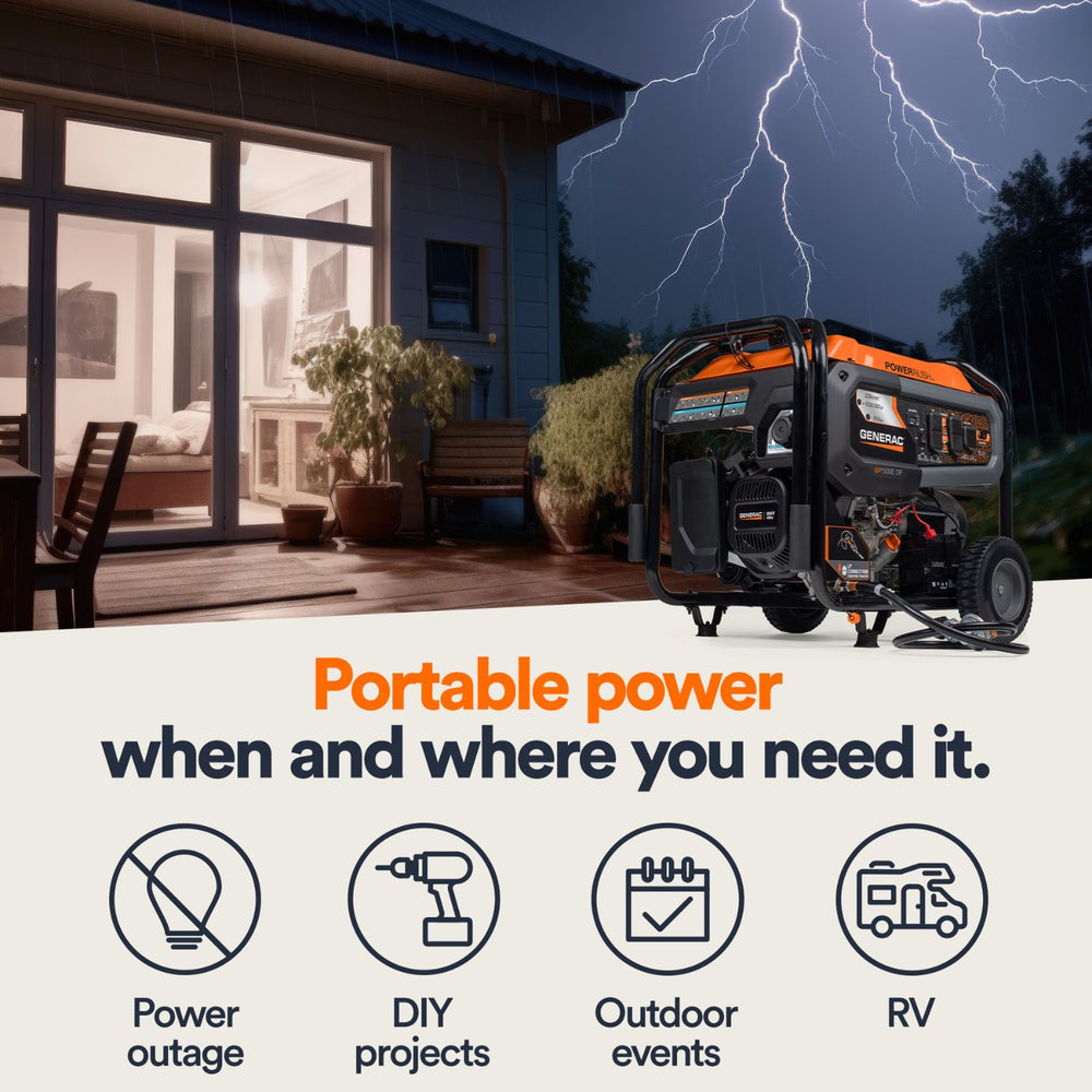 Generac GP7500E Dual Fuel Portable Generator Portable Power