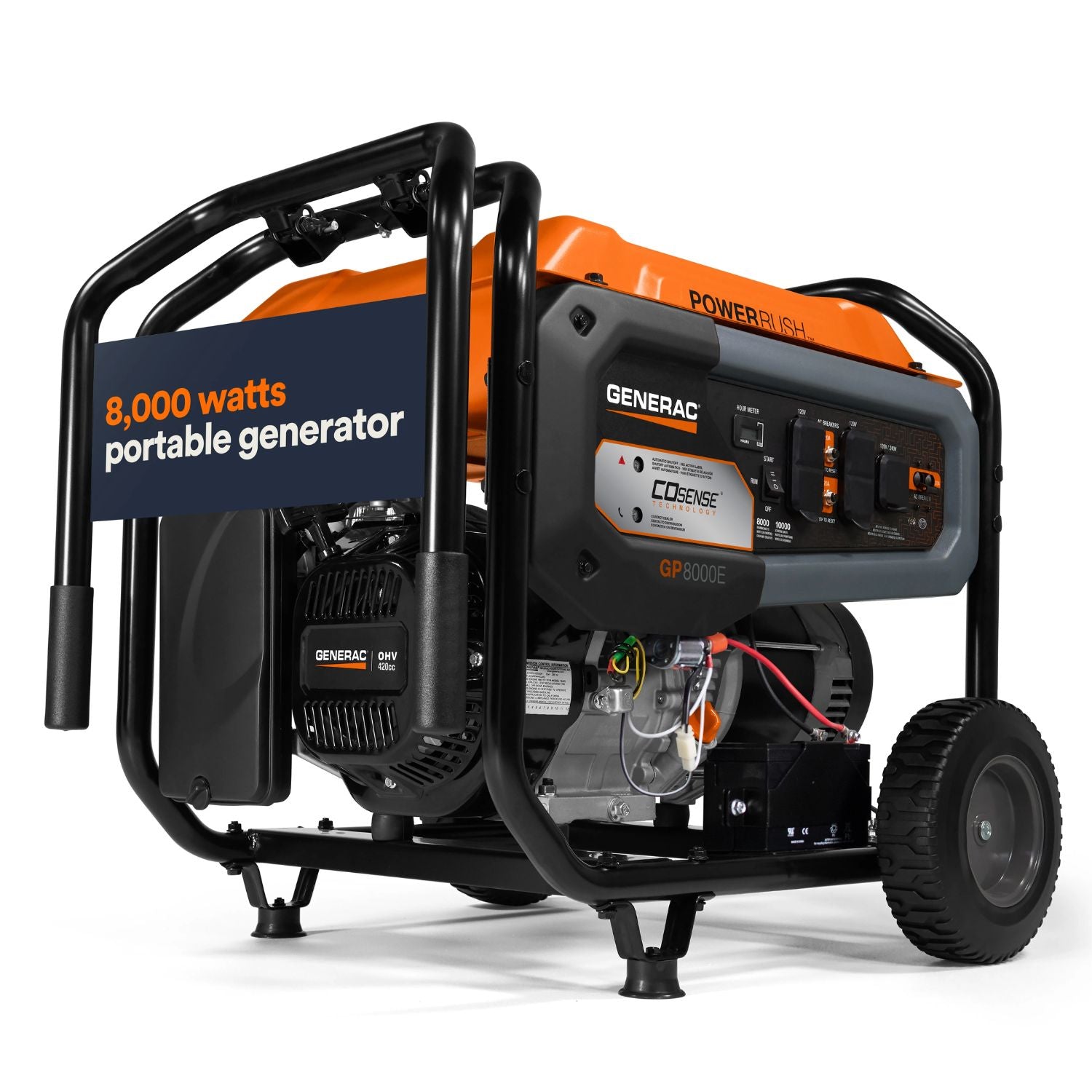 Generac GP8000E Gasoline 8000W/1000W Portable Generator | COsense