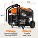 Generac Portable Generator 8000 Electric Start COsense  with dimensions and specifications on a white background
