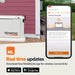 Generac generator with a smartphone displaying the MobileLink app on a white background