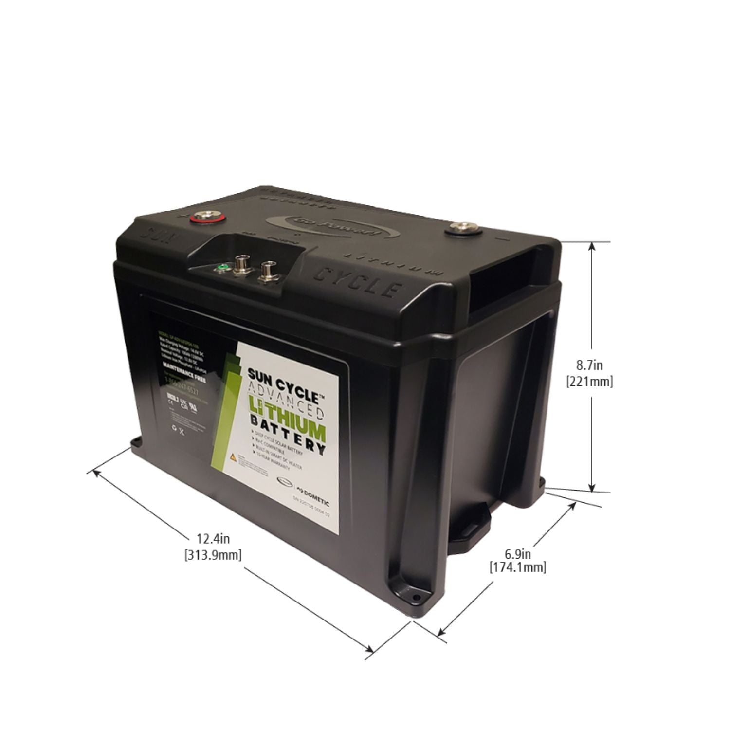 Go Power! 100Ah Advanced Lithium Battery dimensions