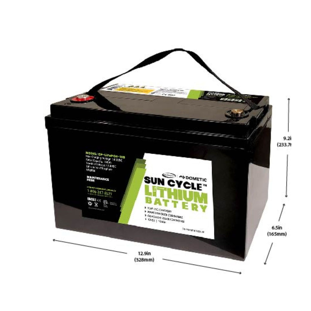Go Power! 100Ah Lithium Iron Phosphate Solar Battery Dimension