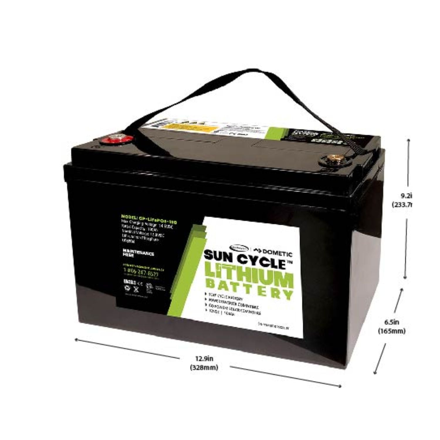 Go Power! 100Ah Lithium Iron Phosphate Solar Battery Dimension