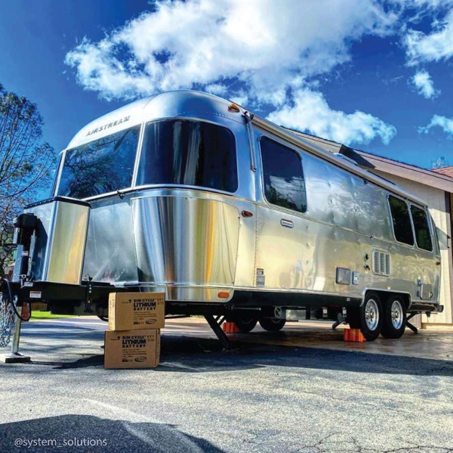 Go Power! 100Ah Lithium Iron Phosphate Solar Battery outside the camping van
