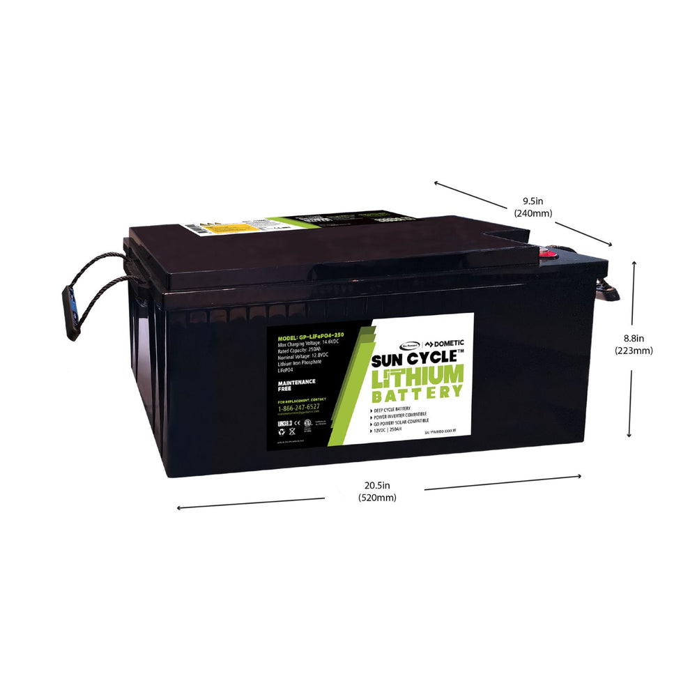 Go Power! 250Ah Lithium Iron Phosphate Solar Battery Dimension