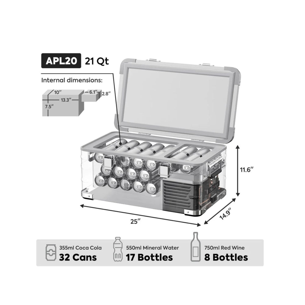 ICECO APL20 Light Duty Aluminum Silver Freezer Single Zone 20 LT Internal Dimensions