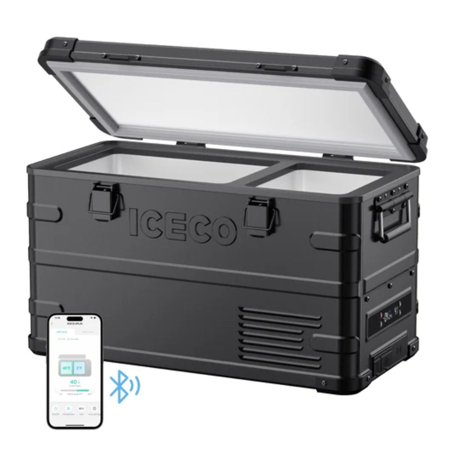ICECO APL35 portable freezer with lid open