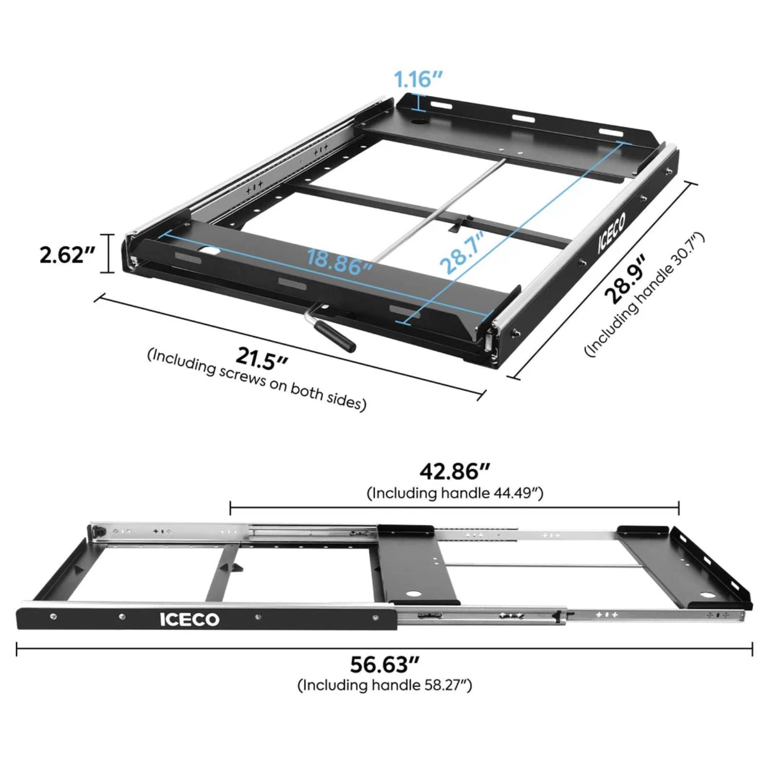 ICECO APL55/VL60PRO Mounting Slide dimensions