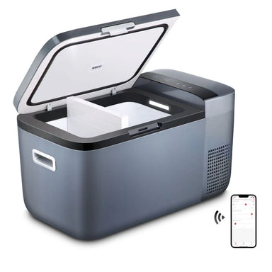 ICECO GO20 Dual Zone 12V Portable Freezer 20 LT Grey Open Lid