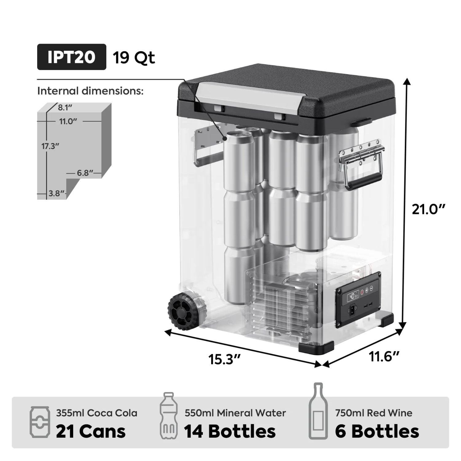 ICECO IPT20 Pickup Truck 12 Volt Freezer 18.3 LT internal Dimension