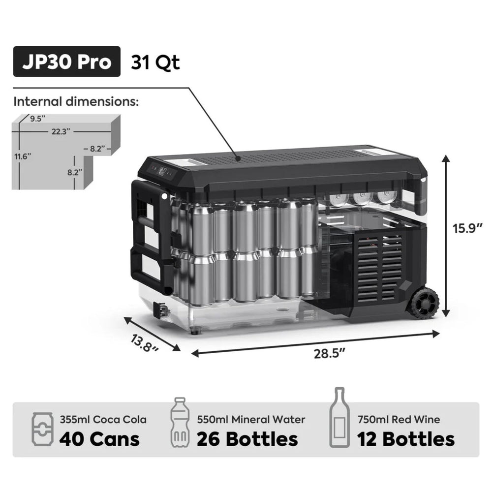 ICECO JP30 Pro Single Zone Wheeled Portable Freezer With Cover 30 LT internal dimensions