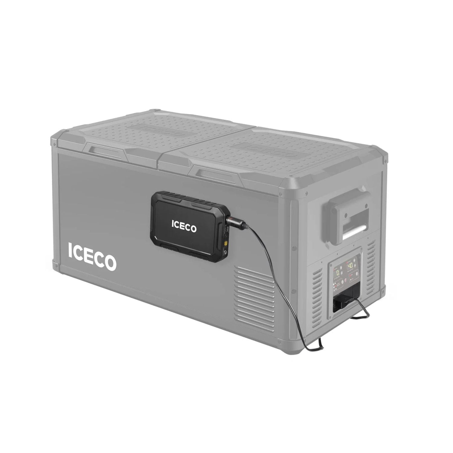 ICECO Magnetic Power Bank 250WH attached to a cooler