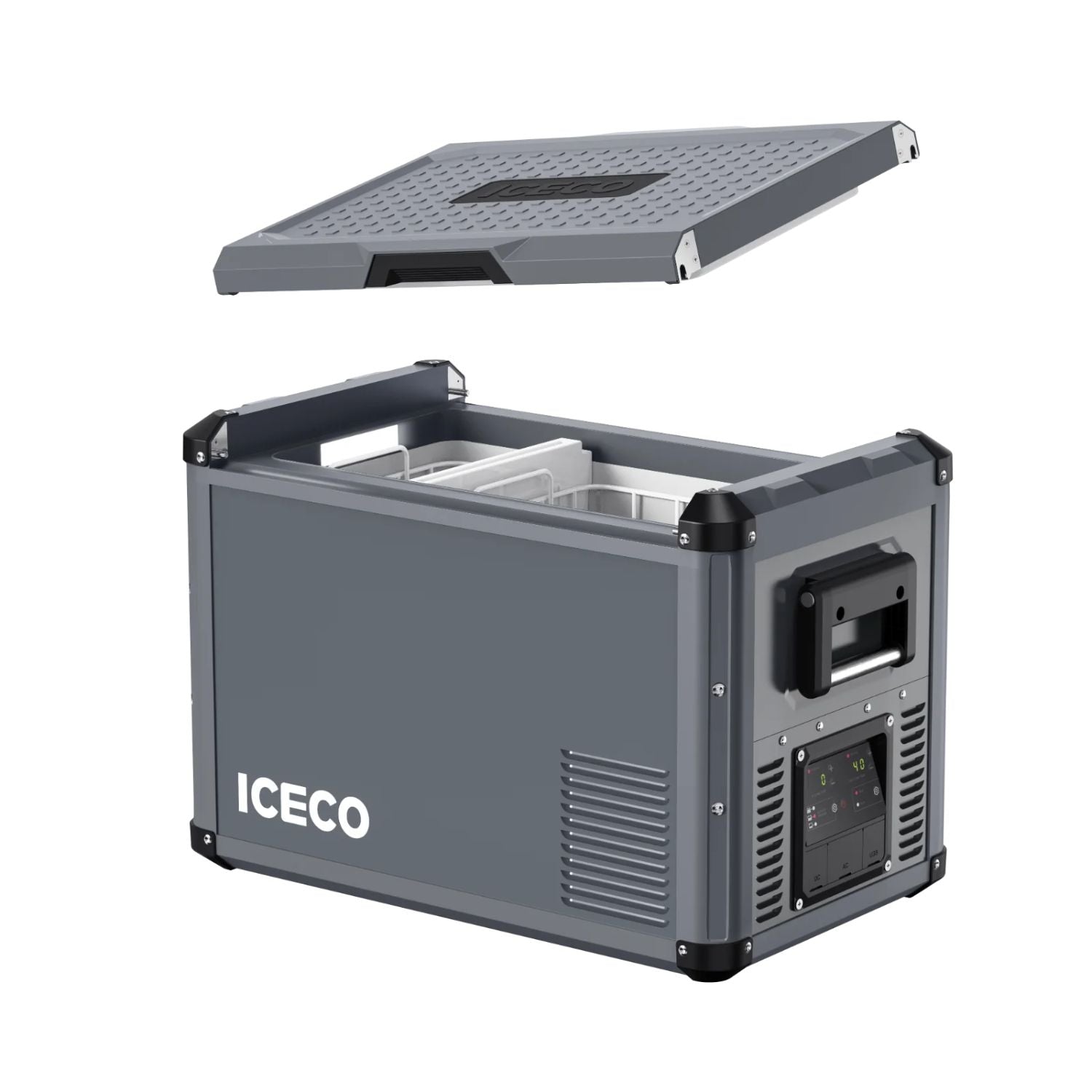 ICECO VL45ProD Dual Zone Portable Freezer left view with detachable lid
