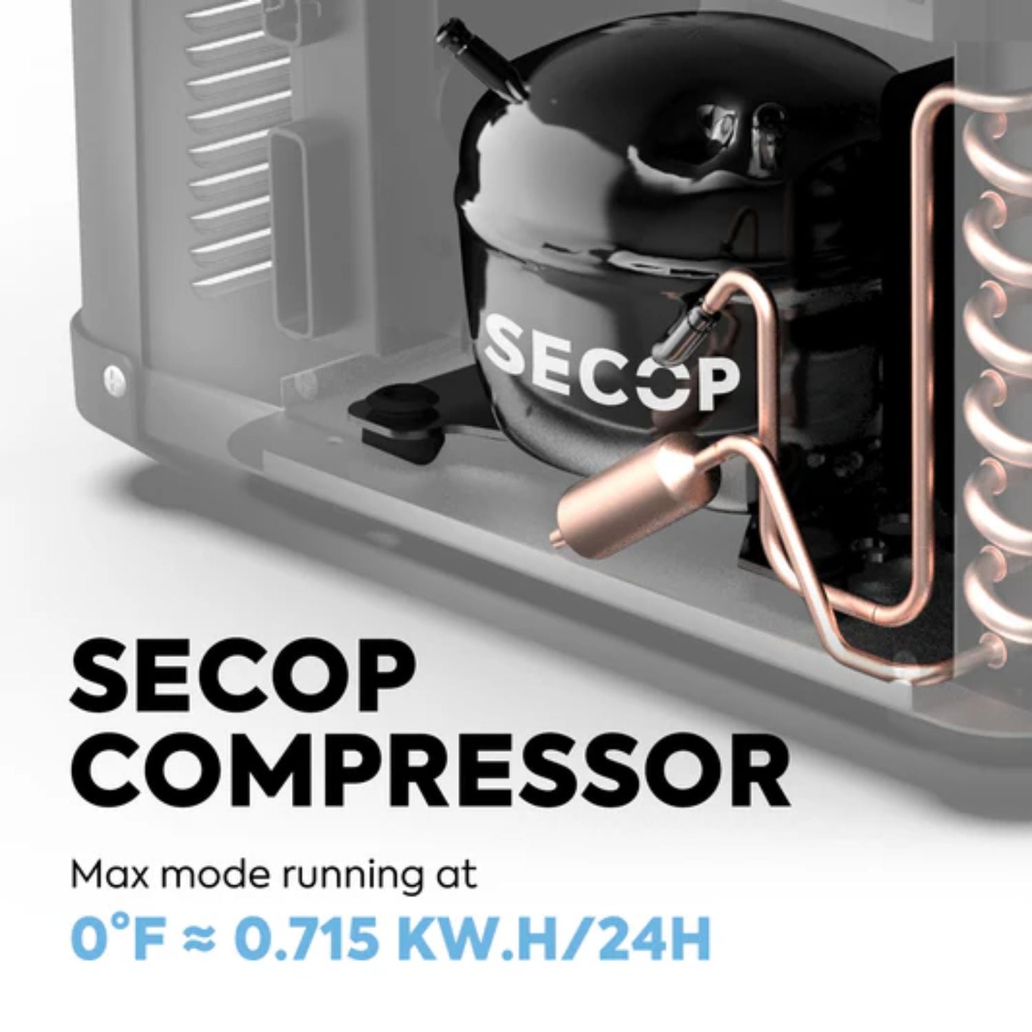 ICECO VL45ProS fridge highlighting compressor and cooling capacity
