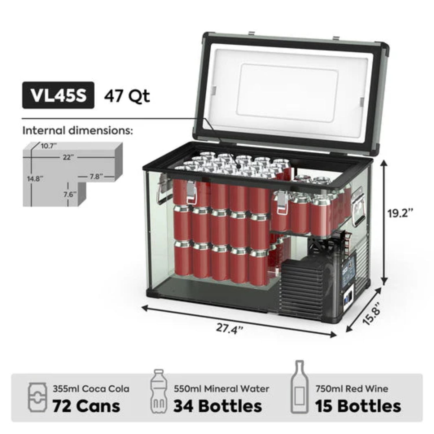 ICECO VL45 Portable Freezer Single Zone 45 LT internal dimension