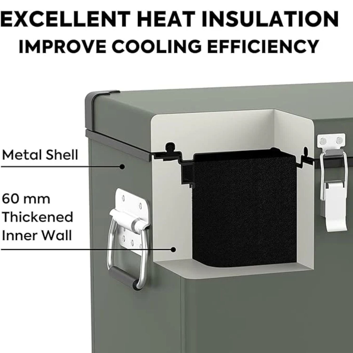 ICECO VL60 Dual Zone Metal Freezer with Cover 60LT with insulation