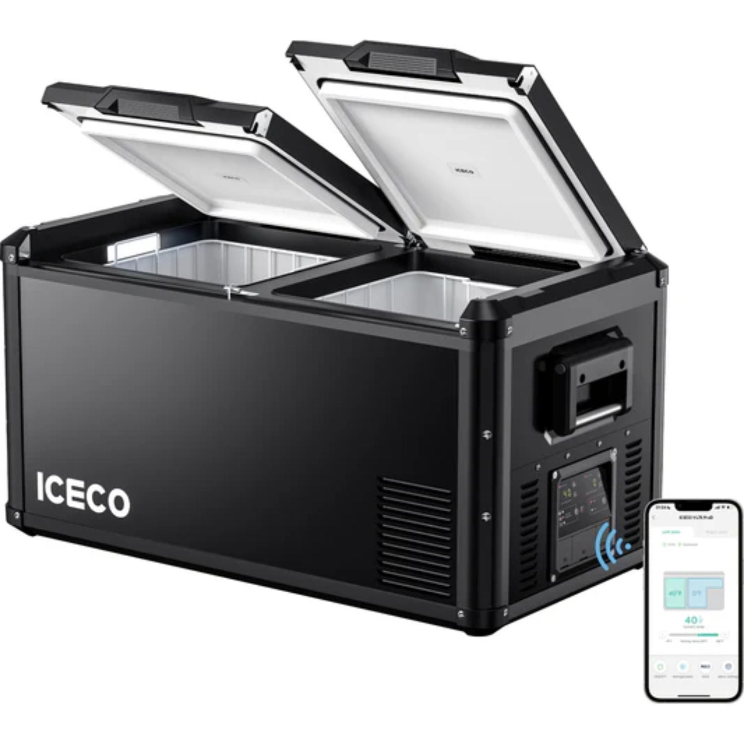 ICECO VL75ProD fridge with dual Lid  open in same direction