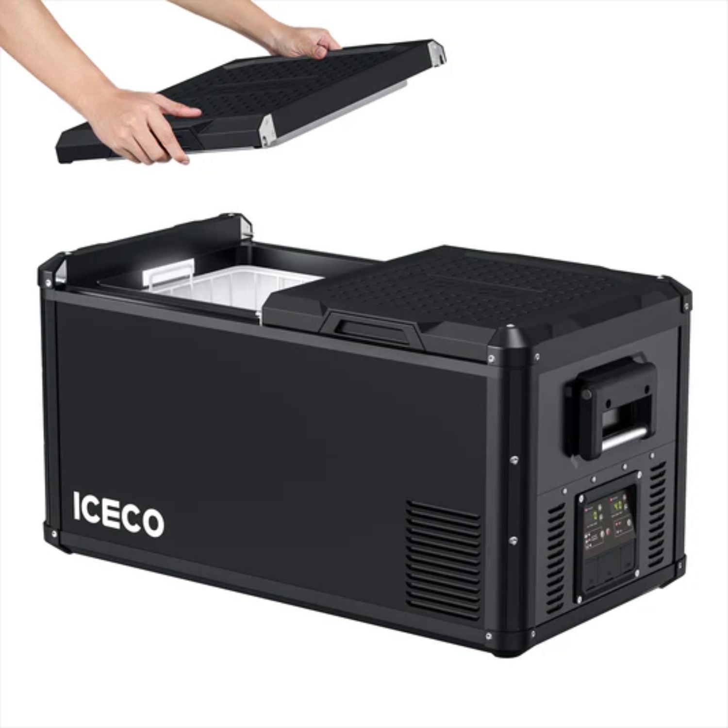 ICECO VL75ProD fridge with one lid  lifted open