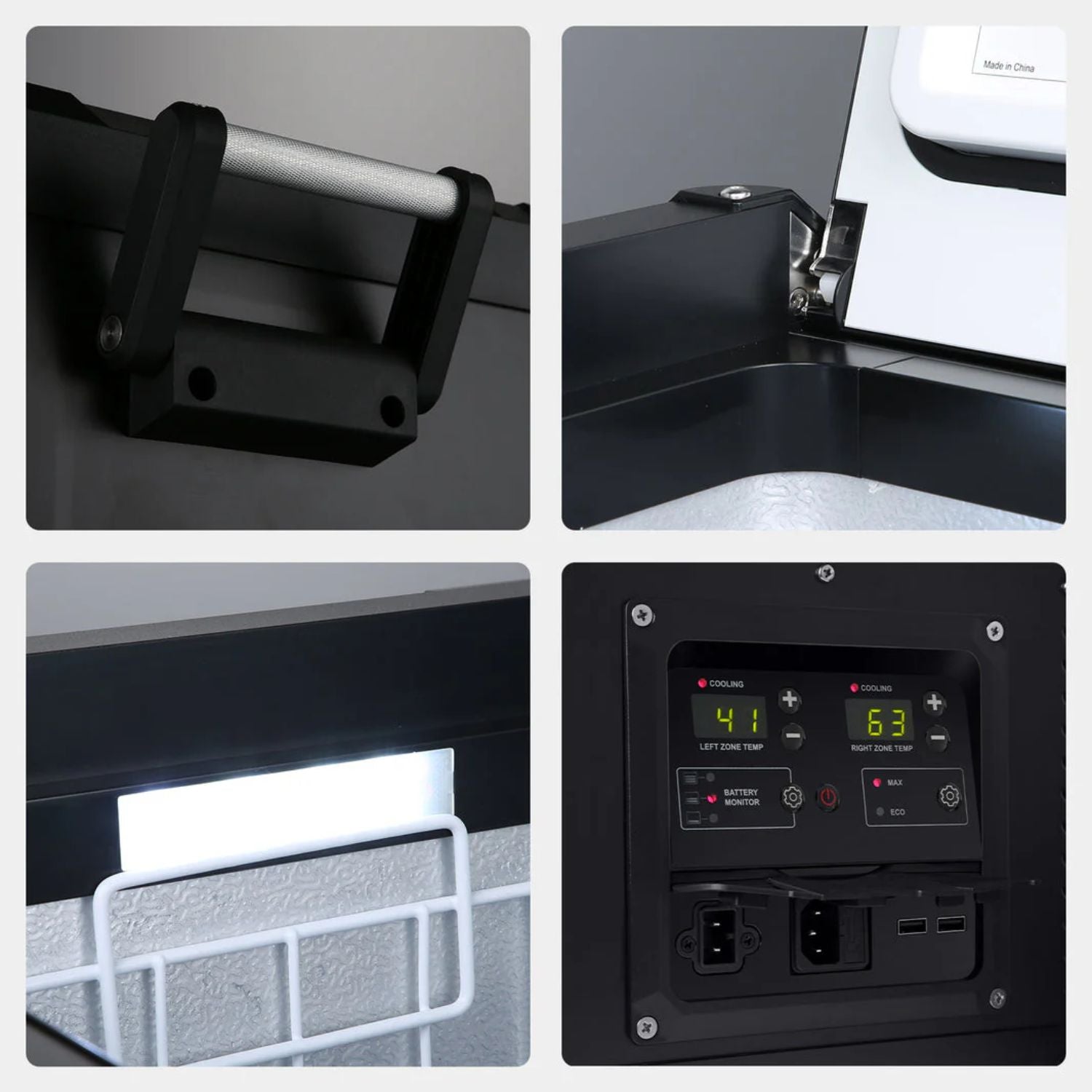 ICECO VL90ProD Dual Zone Freezer 90LT close up view of its features