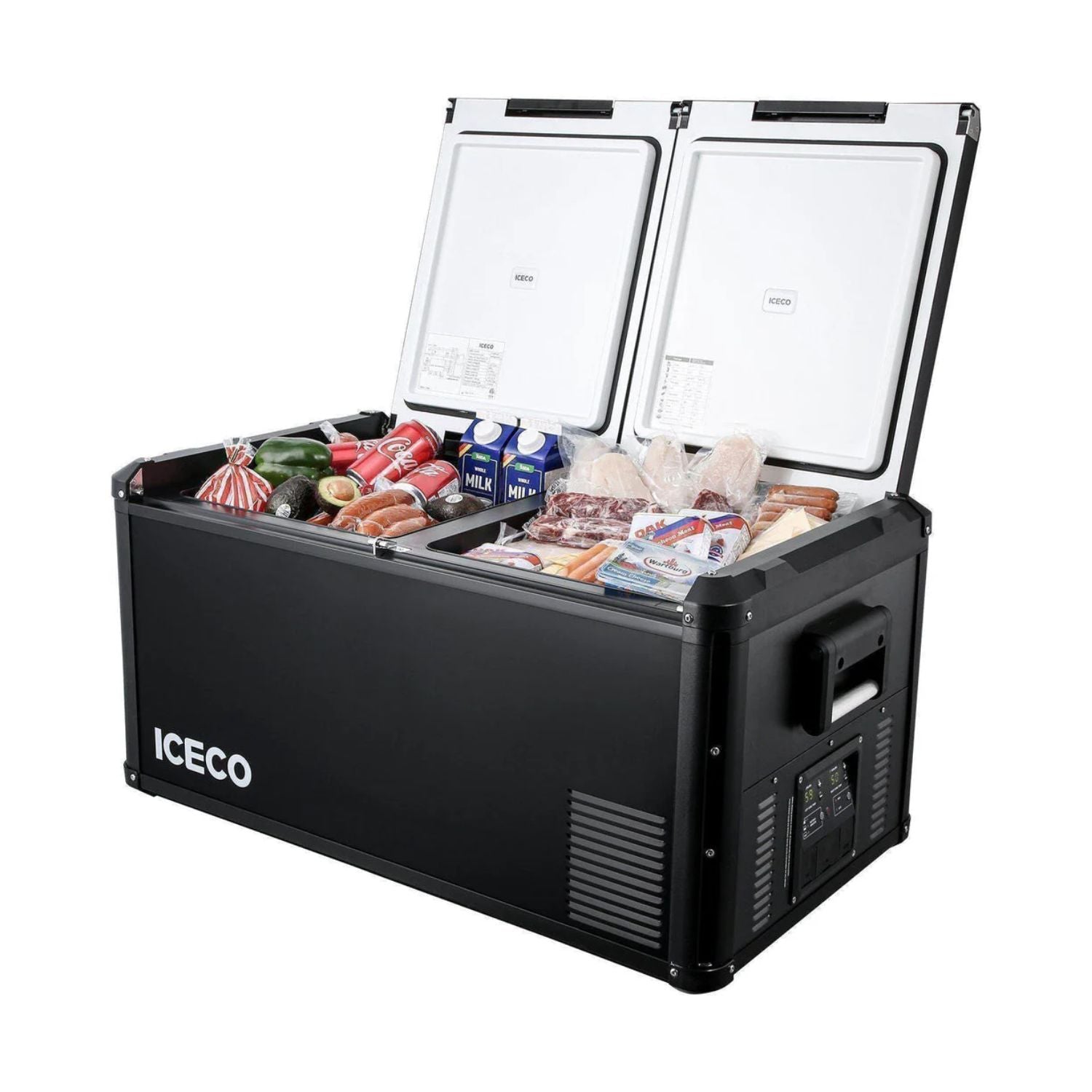 ICECO VL90ProD Dual Zone Freezer 90LT open lid