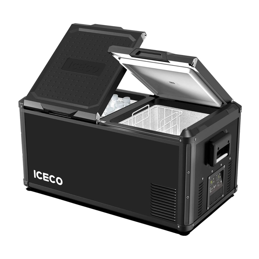 ICECO VL90ProD Dual Zone Freezer 90LT with dual lid open