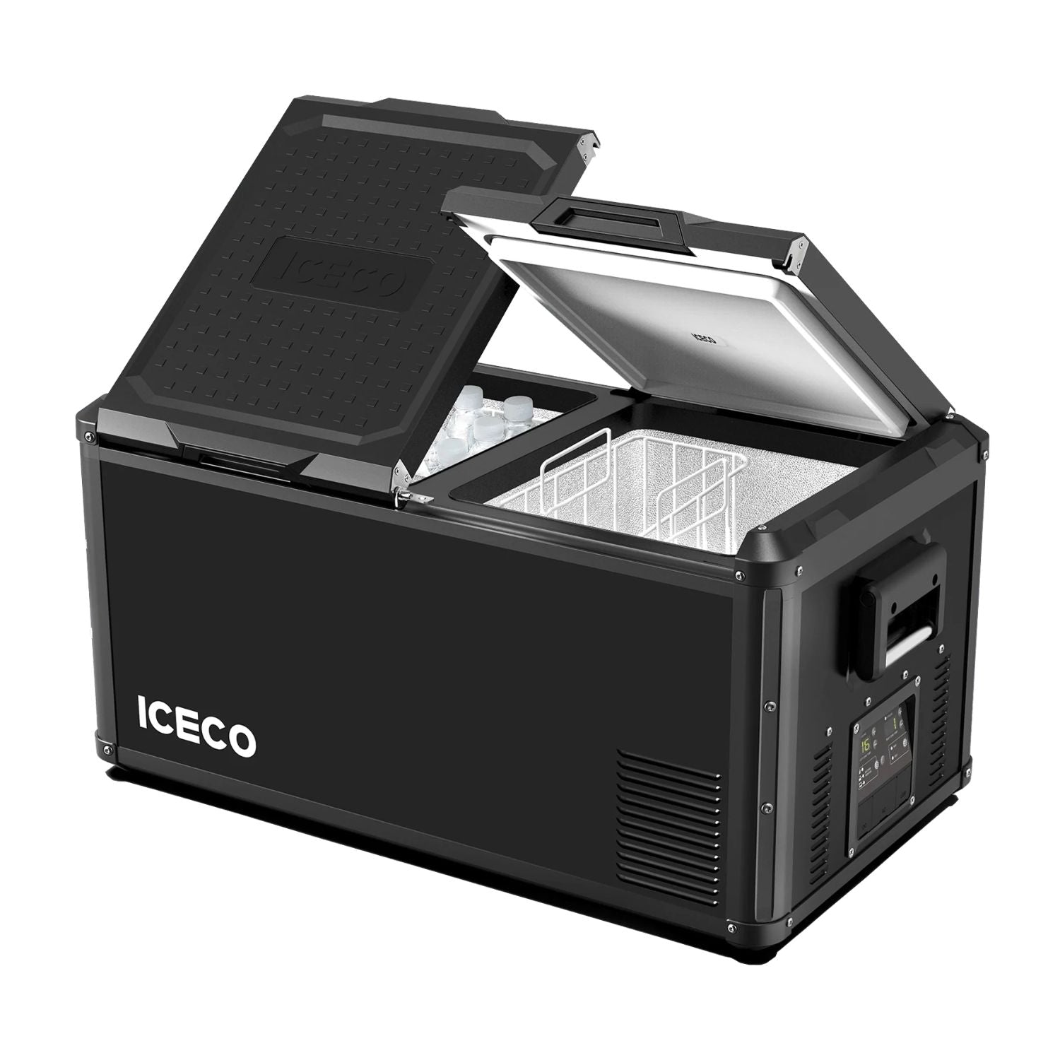 ICECO VL90ProD Dual Zone Freezer 90LT with dual lid open