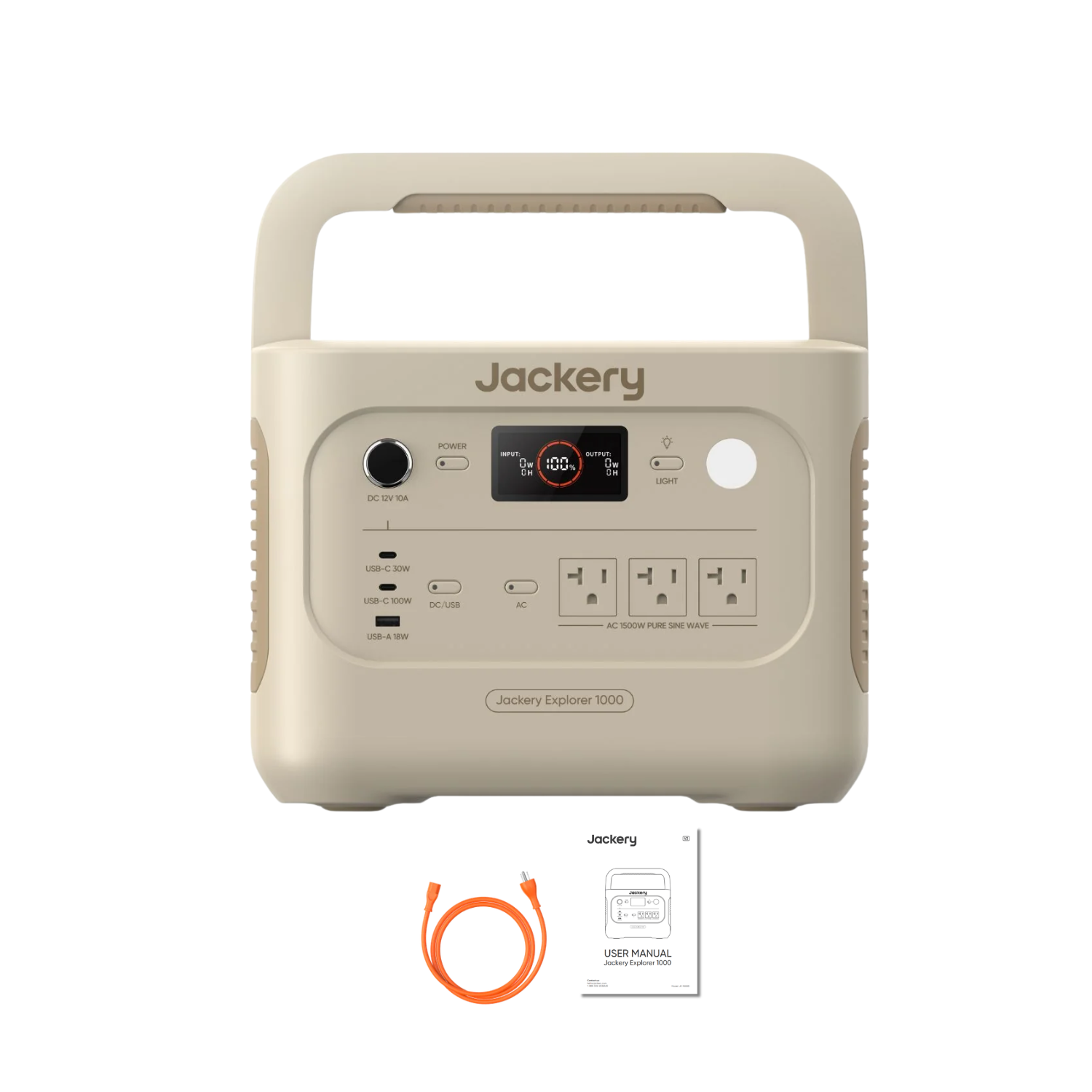 Jackery Explorer 1000 v2 Dune White Portable Power Station with inclusions