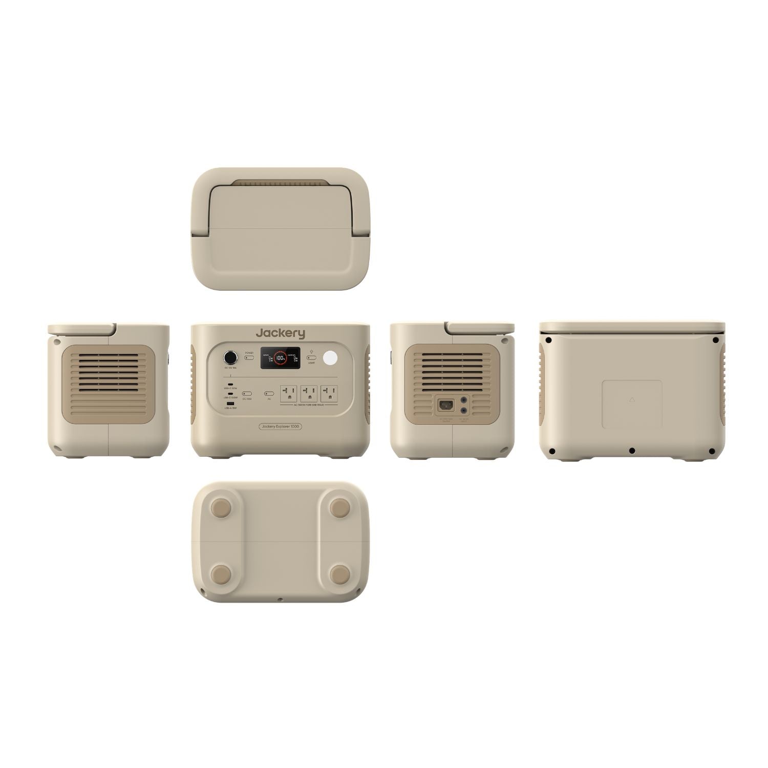 Jackery Explorer 1000 v2 Portable Power Station Dune White all sides 