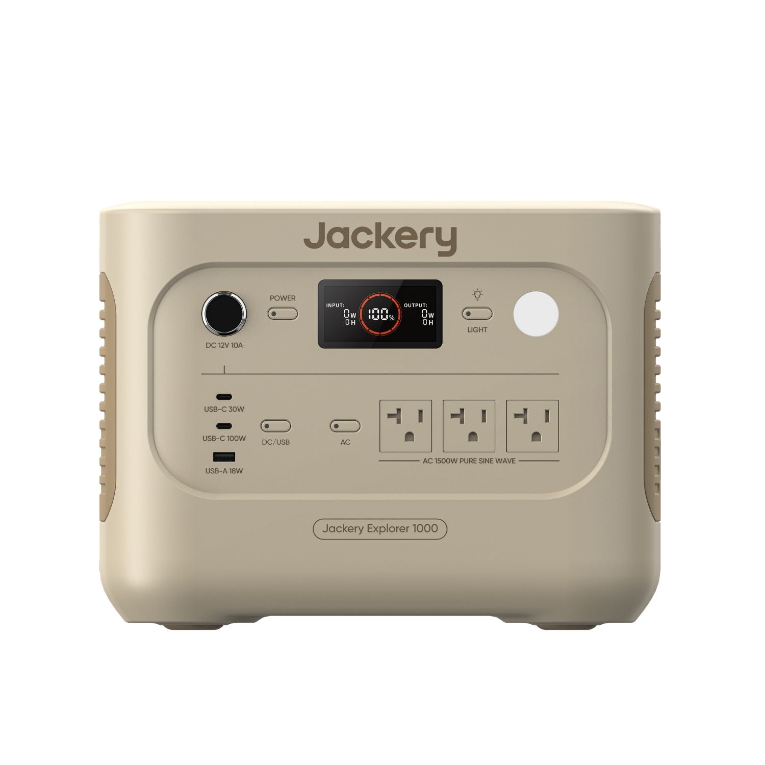 Jackery Explorer 1000 v2 Portable Power Station Dune White front view 