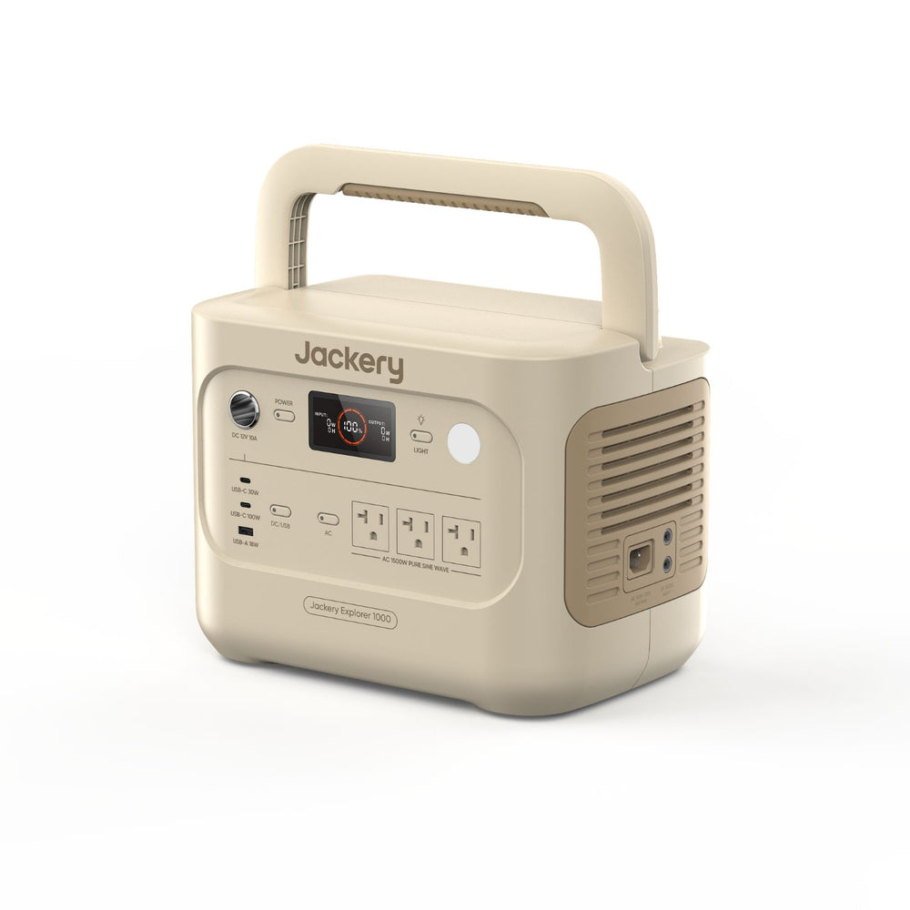 Jackery Explorer 1000 v2 Portable Power Station Dune White left view