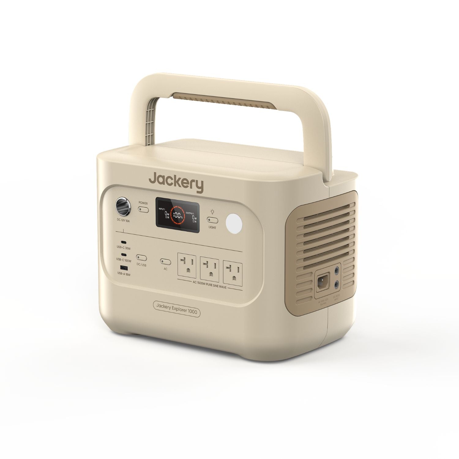 Jackery Explorer 1000 v2 Portable Power Station Dune White left view