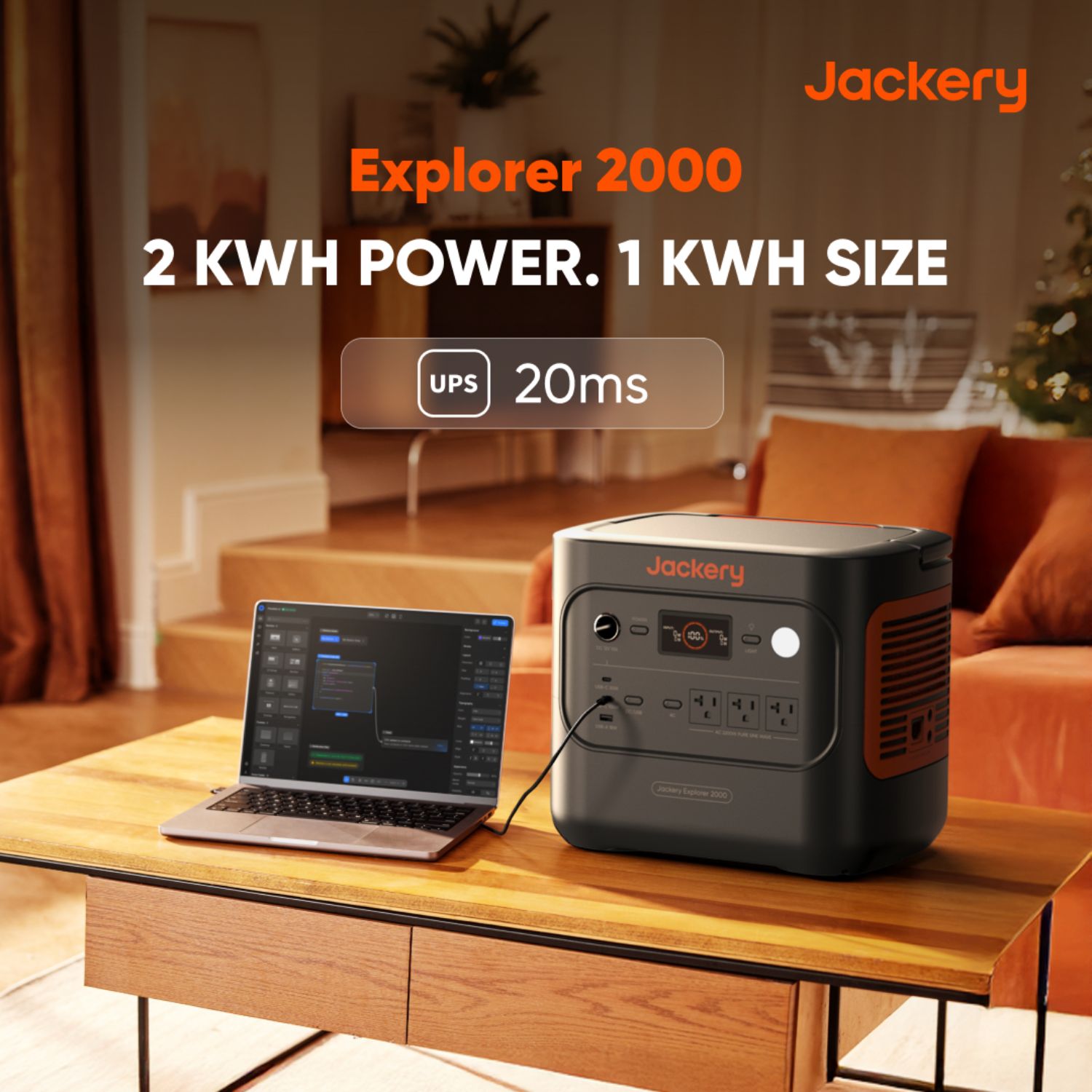 Jackery Explorer 2000 v2 Portable Power Station - 2 KWH Power - 1 KWH size 