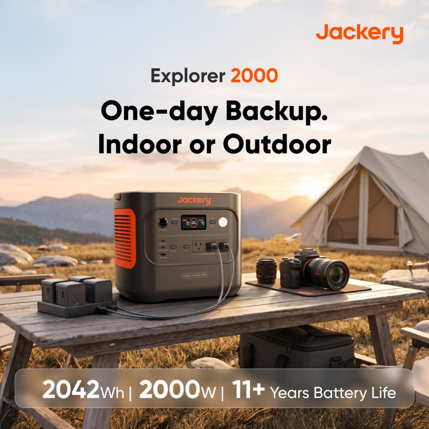 Jackery Explorer 2000 v2 Portable Power Station  - one day backup