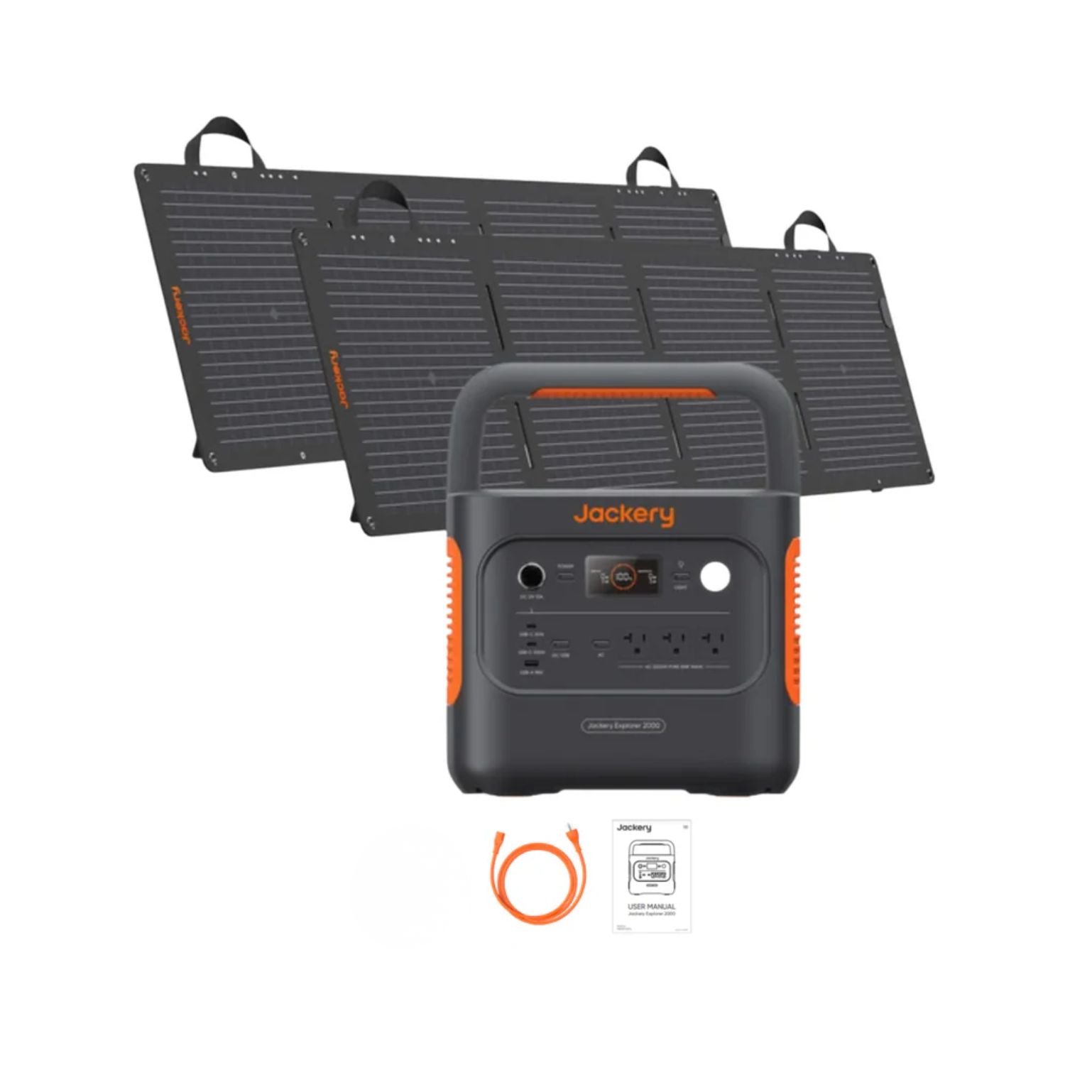 Jackery Explorer 2000 v2 Portable Power Station with two 200W Portable Solar Panels