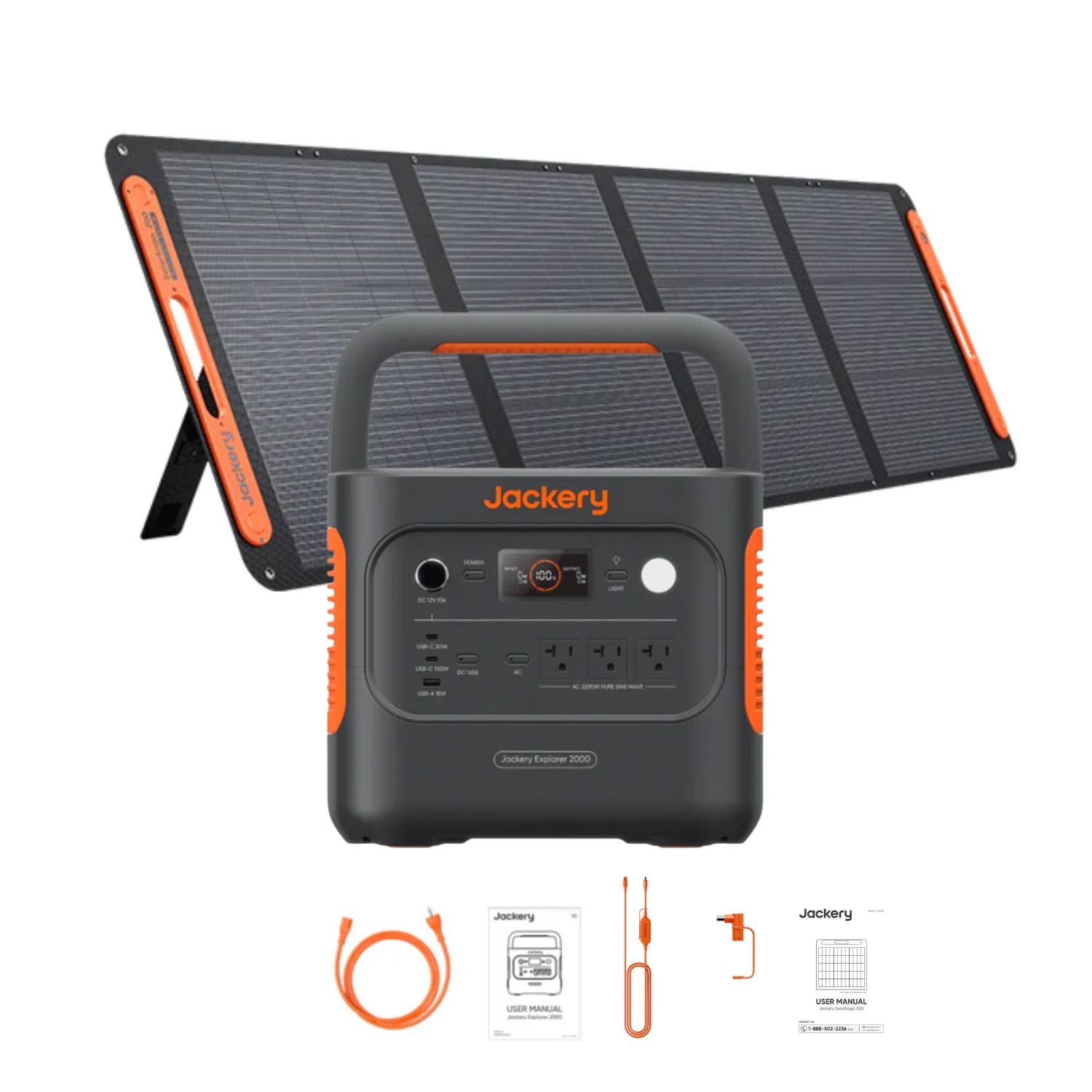 Jackery Explorer 2000 v2 Portable Power Station with 200W Portable Solar Panels