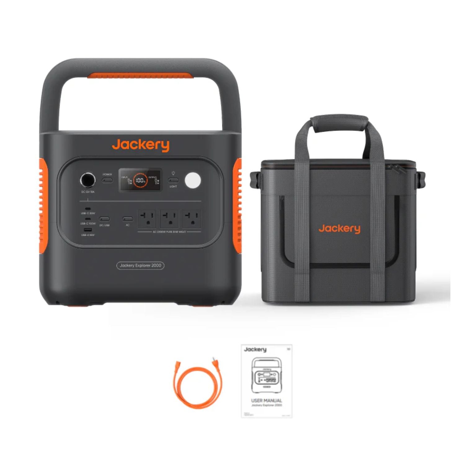 Jackery Explorer 2000 v2 Portable Power Station with bag and inclusions 