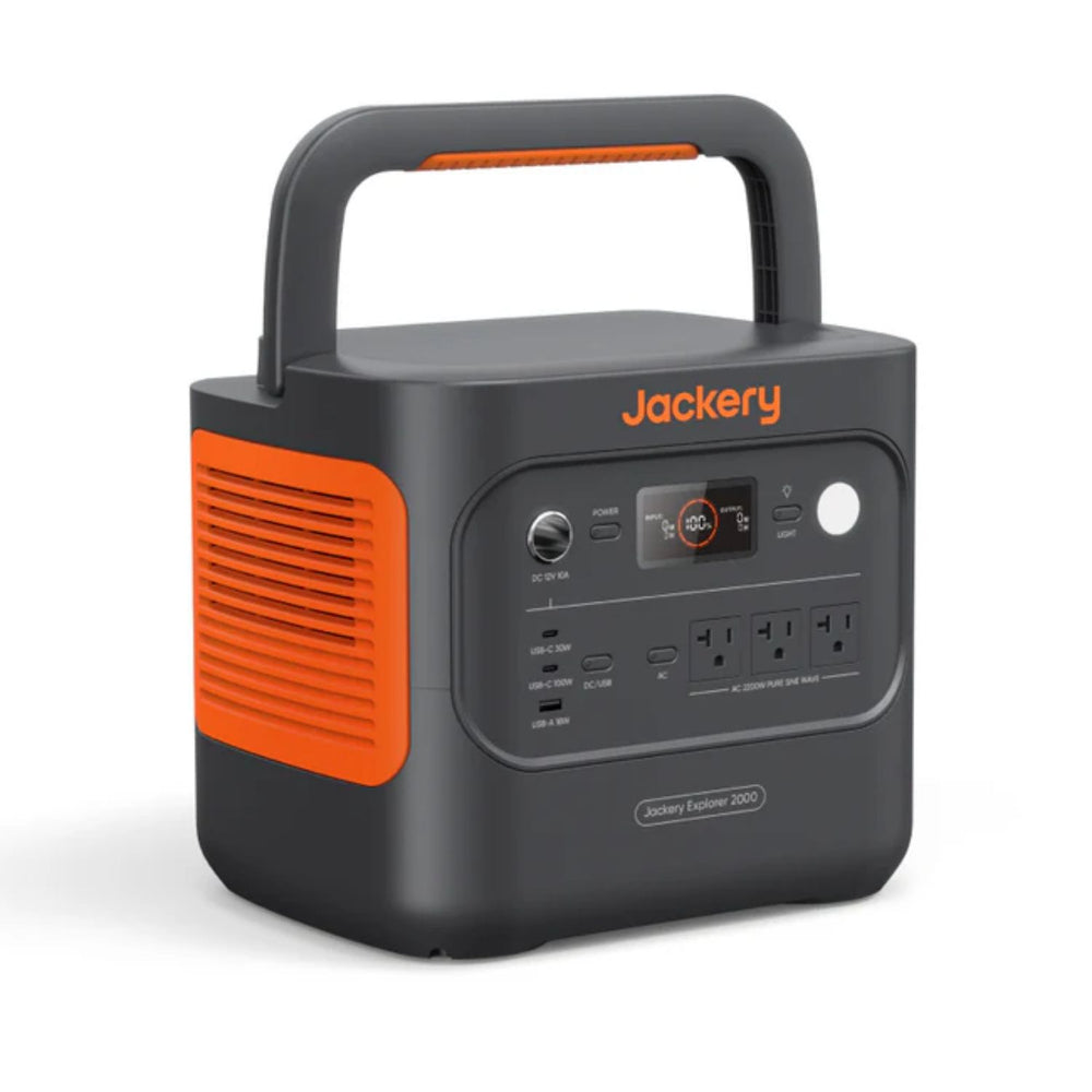 Jackery Explorer 2000 v2 Portable Power Station right side view with handle and vent visible