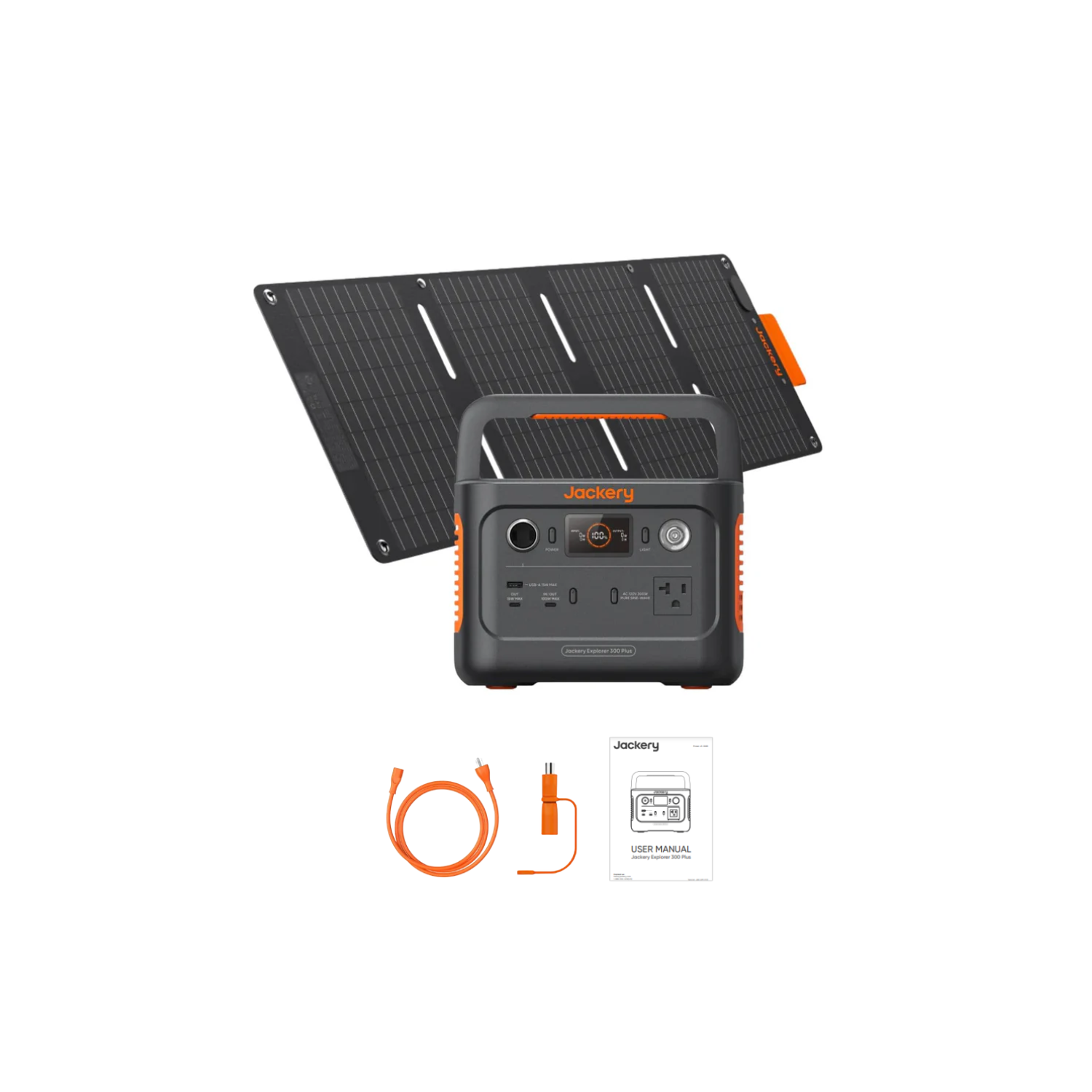 Jackery Explorer 300 Plus Portable Power Station +  SolarSaga 40W Mini Solar Panel Inclusions